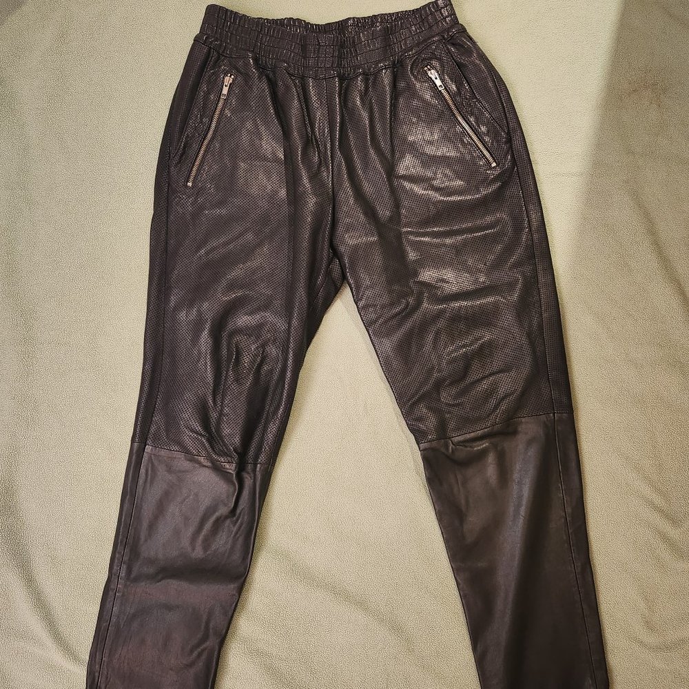 OAK NYC Perforated Leather Joggers